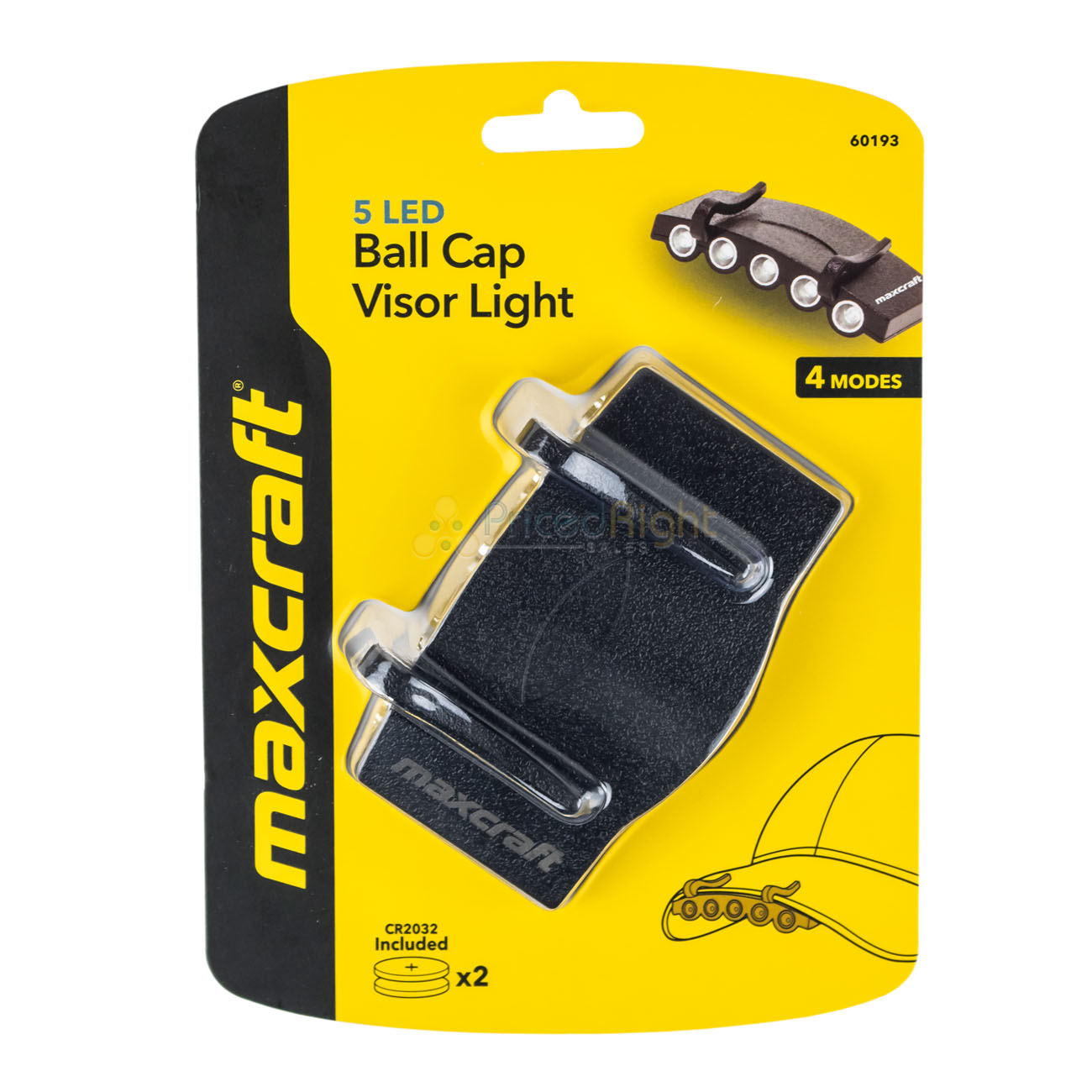 Maxcraft Ball Cap Visor Light 5 LED 60193 Includes Batteries Flashlight